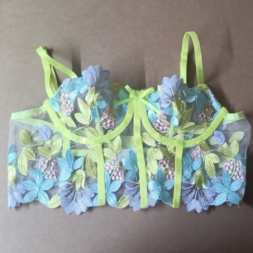 Floral Embroidered Sheer Bralette